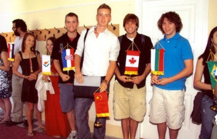 Students with flags 