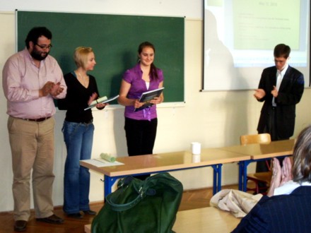 The Open Forum audience congratulates the three finalists