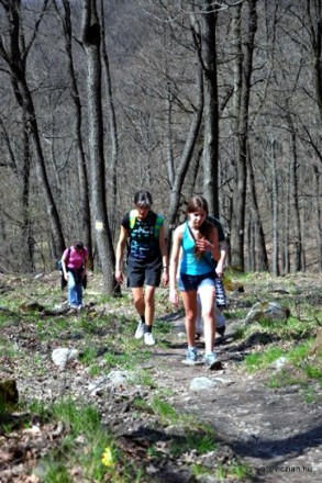 Early in the hike, climbing towards the Vöröskő lookout.